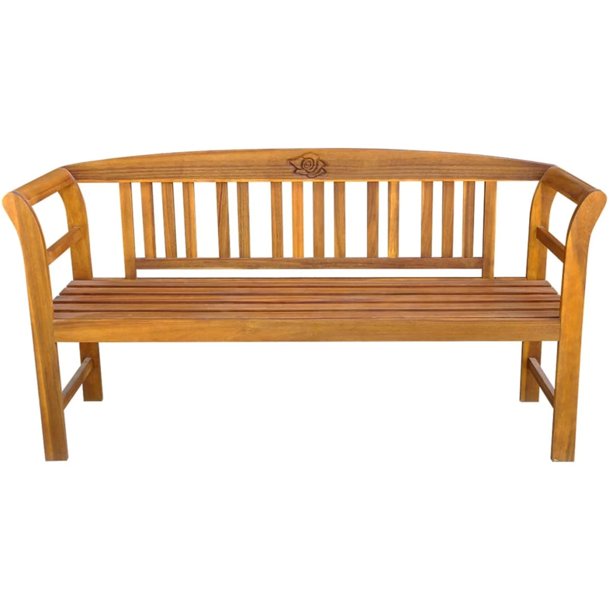 Acacia Wood Garden Bench with Gray Seat Cushion M121