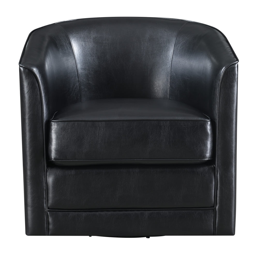 Black Faux Leather Swivel Accent Chair X664098