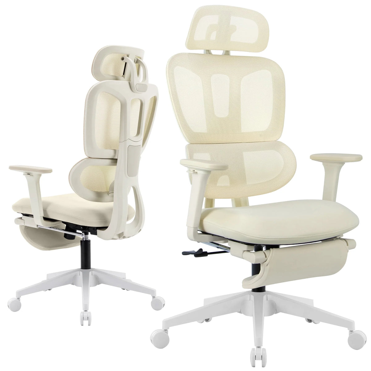Black Ergonomic Mesh Office Chair with Footrest and Headrest A696