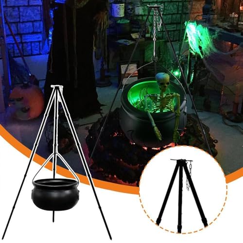 Black Plastic Cauldron with Lights 130cm O3555