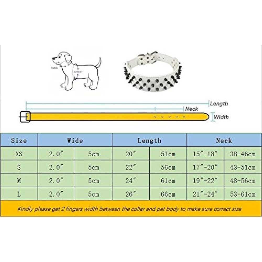 Black Spiked Studded Dog Collar W550