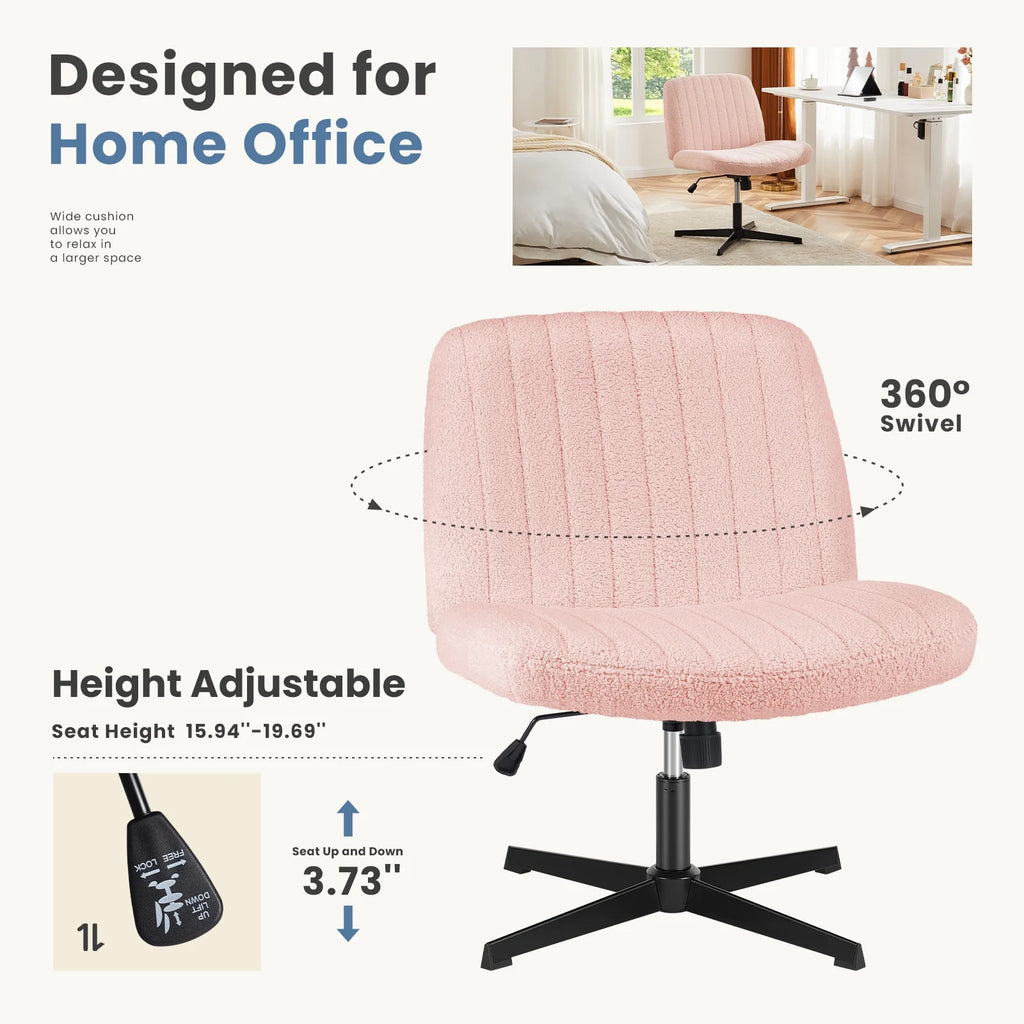 Armless Criss Cross Legged Adjustable Swivel Padded Fabric Office Chair D484162