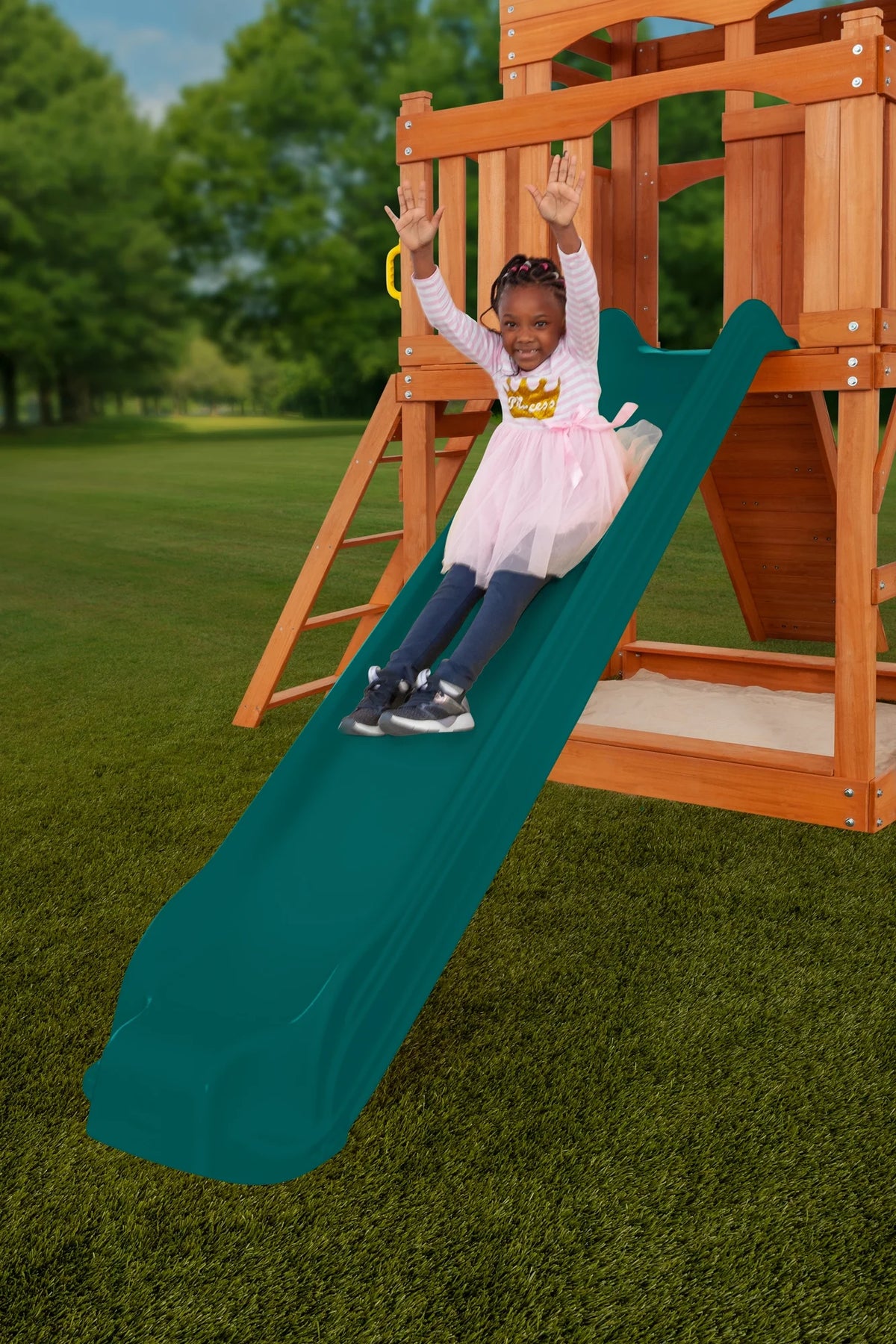 Wooden Playset with Slide and Swing W560063
