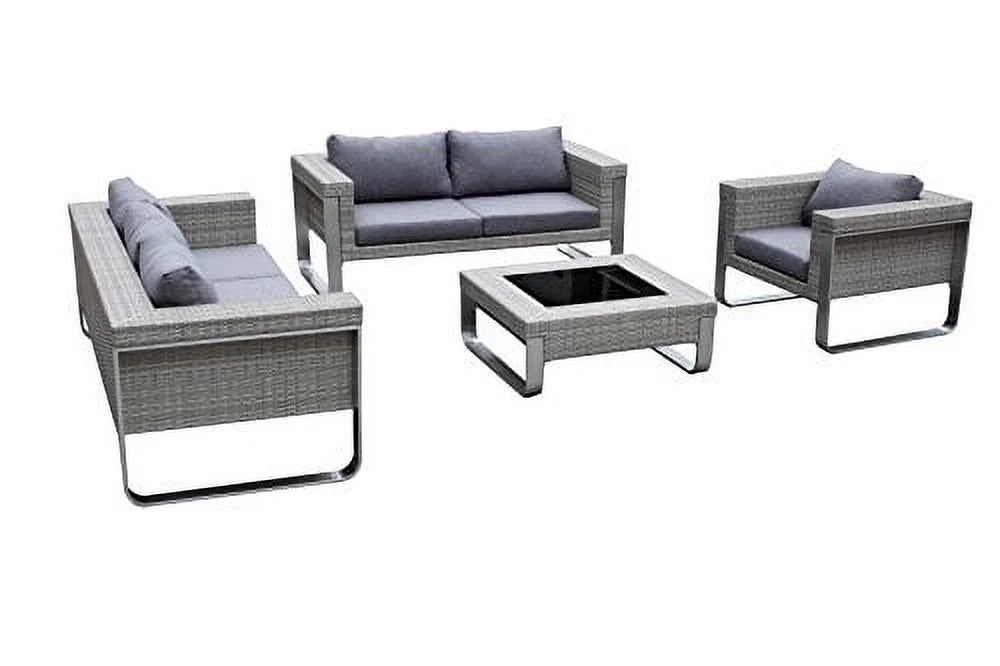 4 Piece Rattan Wicker & Aluminum Patio Furniture Set I809637