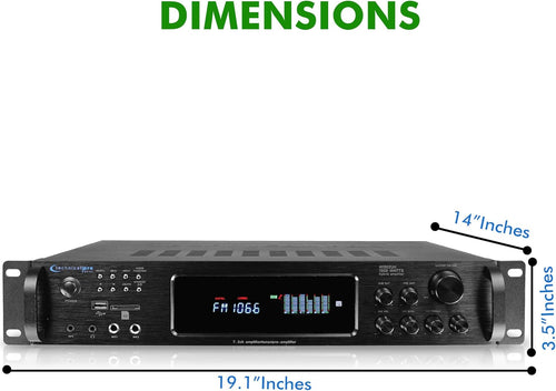 1500 Watt Bluetooth Home Stereo Amplifier with USB and SD Inputs B433