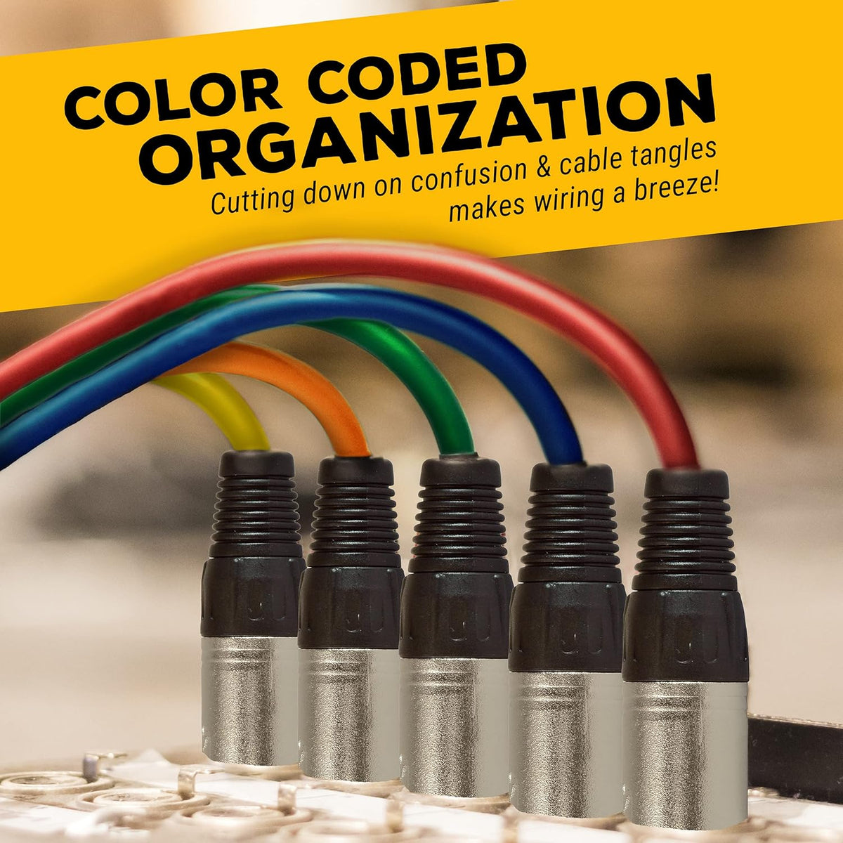 100ft XLR Male to Female Colored Mic Cable 6 Pack D372318