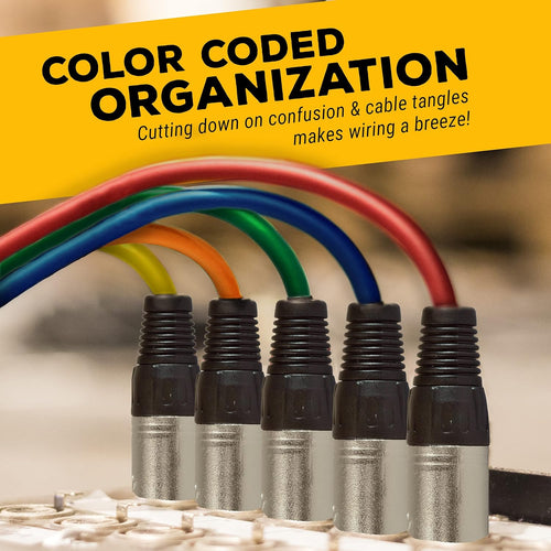 100ft XLR Male to Female Colored Mic Cable 6 Pack D372318