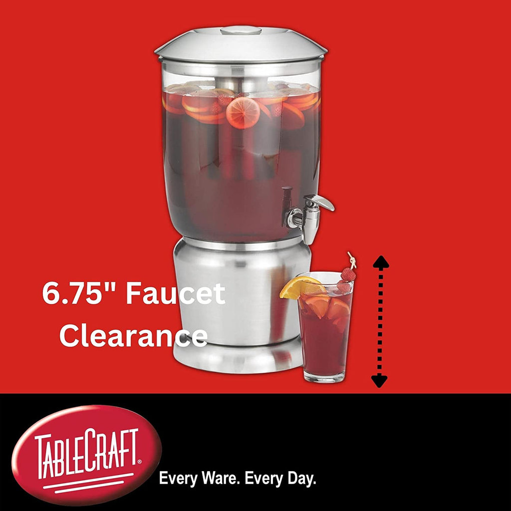 Gallon Drink Dispenser with Fruit Infuser & Stand, Tritan Stainless Steel Y2474