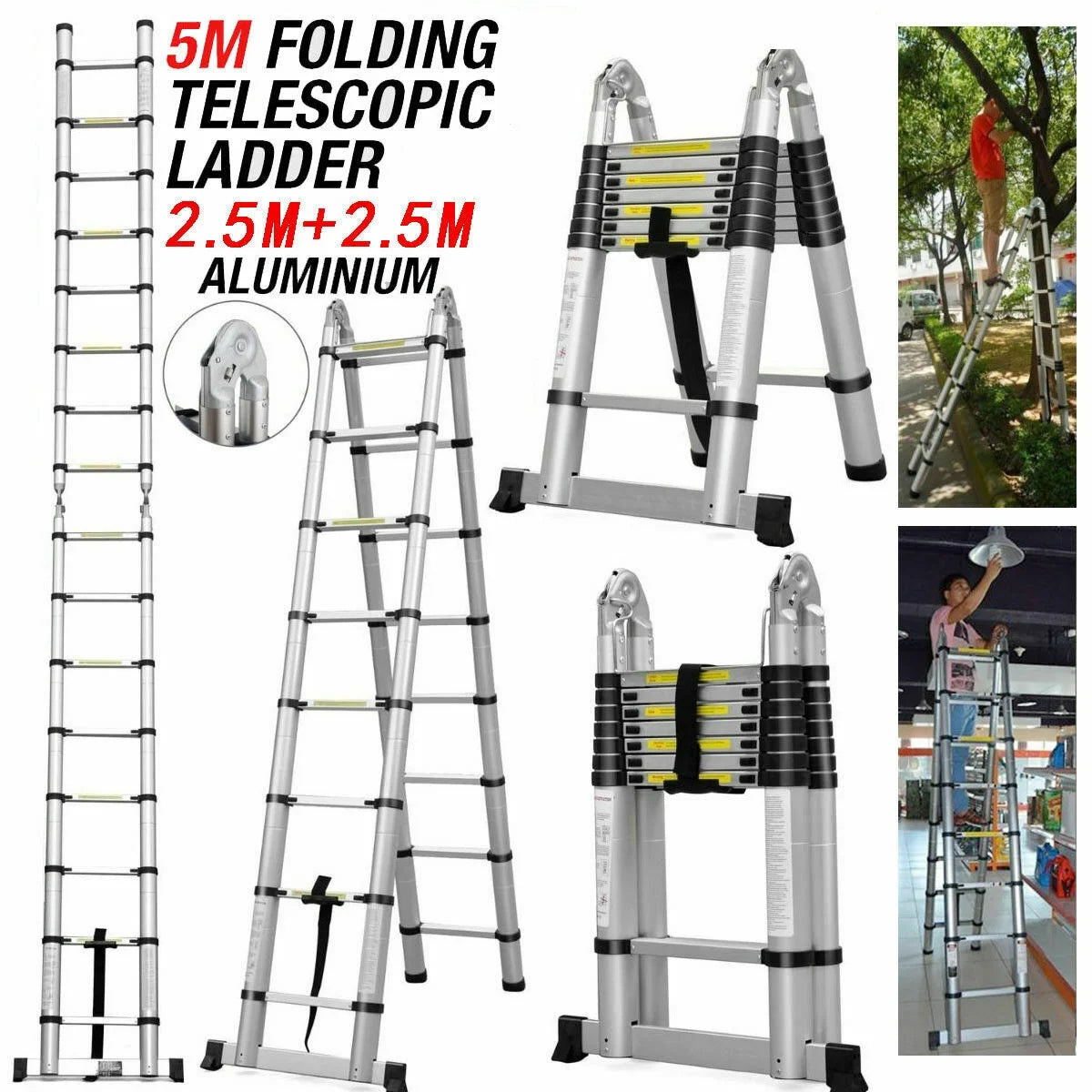 16.5FT Aluminum Telescoping Extension Ladder B312