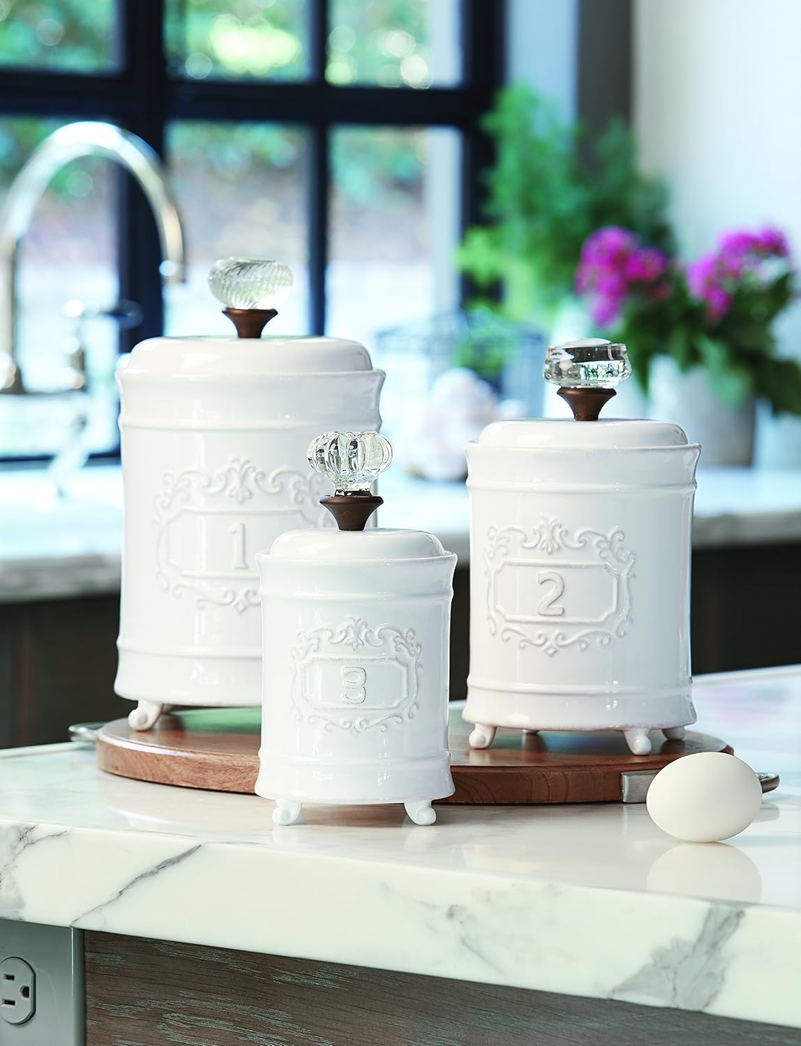 White Kitchen Canister Set of 3 I468265