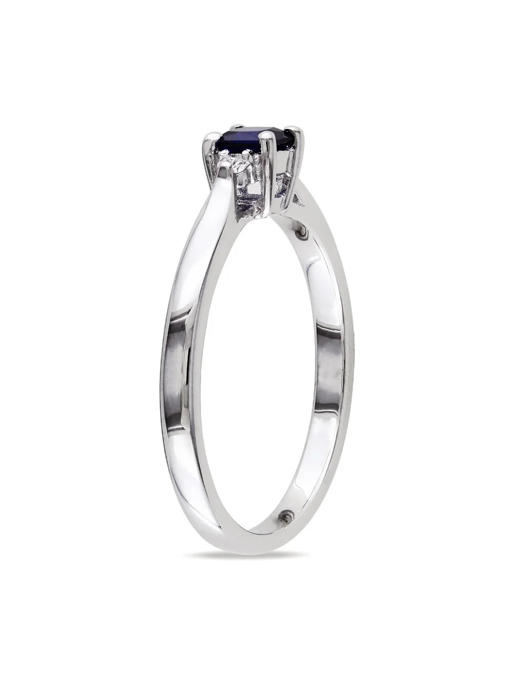 Lab-Created Blue Sapphire & Diamond Ring in Sterling Silver K884410