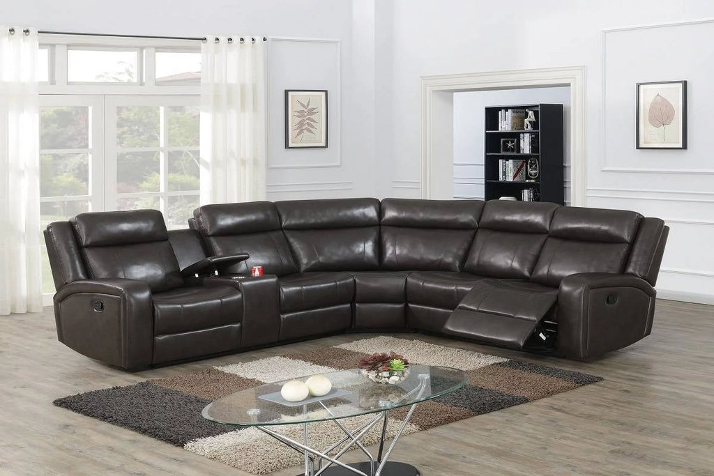 Dark Brown Reclining Sectional Sofa Set H918