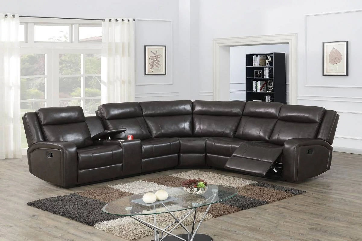 Dark Brown Reclining Sectional Sofa Set H918