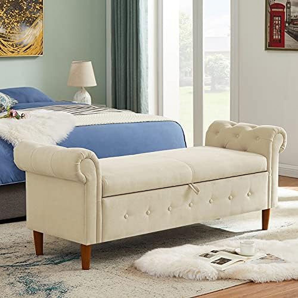 Velvet Tufted Ottoman Sofa Bench with Pillow B3593