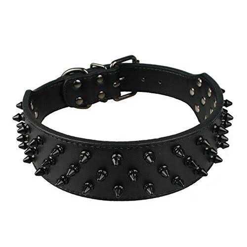 Black Spiked Studded Dog Collar W550
