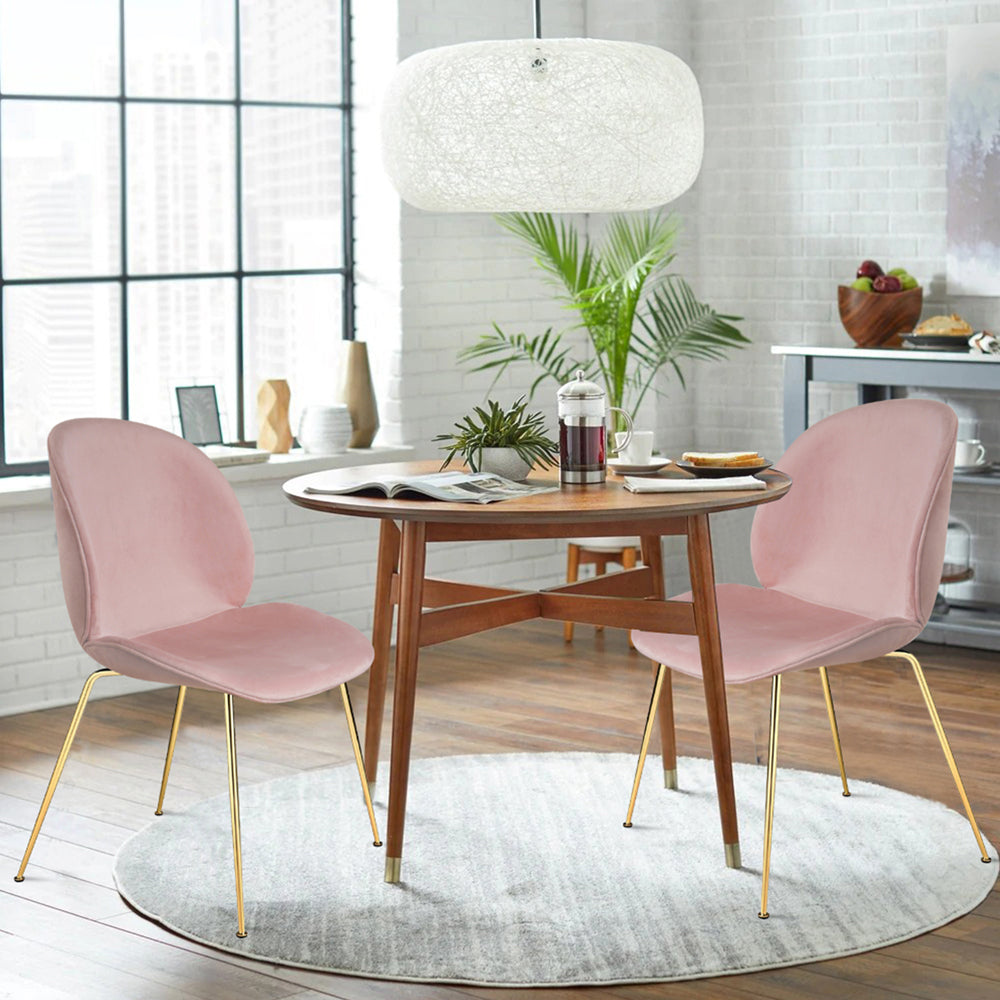 Pink Velvet Side Dining Chairs Set of 4 with Gold Legs L551669