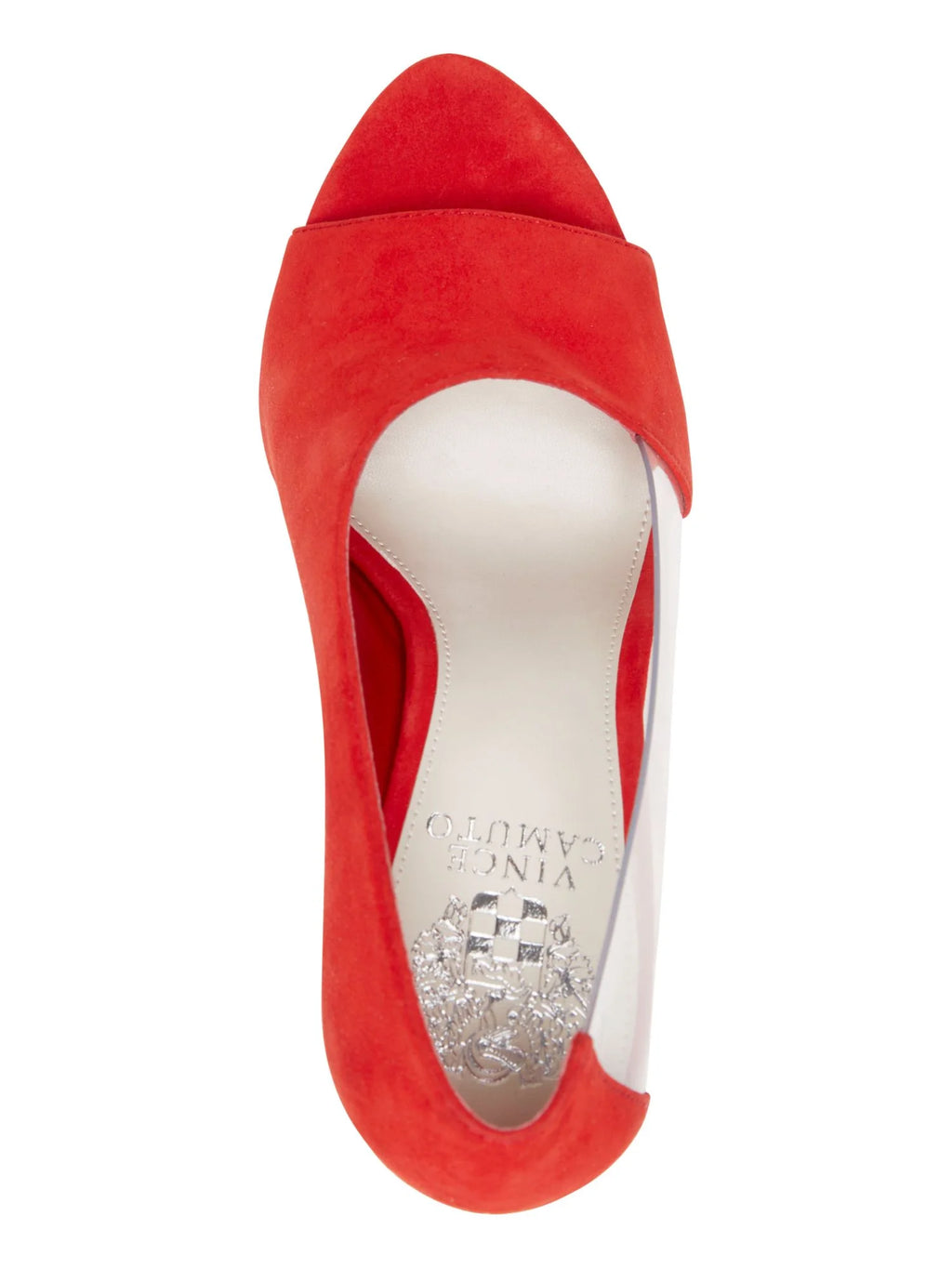 Red Transparent Panel Open Toe Stiletto Slip On Leather Dress Pumps A49593