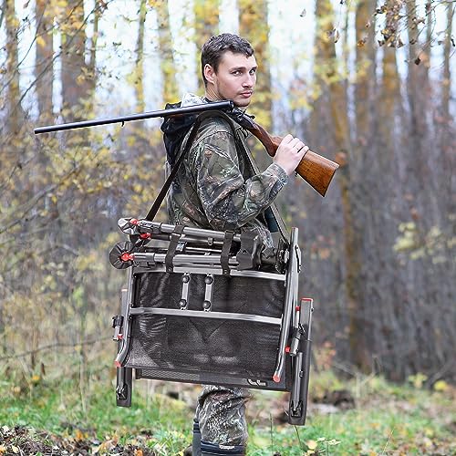 360 Degree Swivel Hunting Chair, 400 lbs Capacity, 4 Legs Height Adjustable, Padded Seat X35141