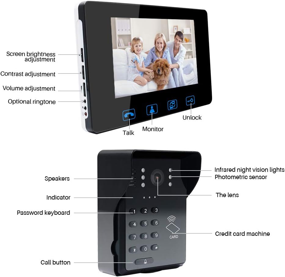 7 LCD Video Door Phone Doorbell Intercom System with Night Vision X224