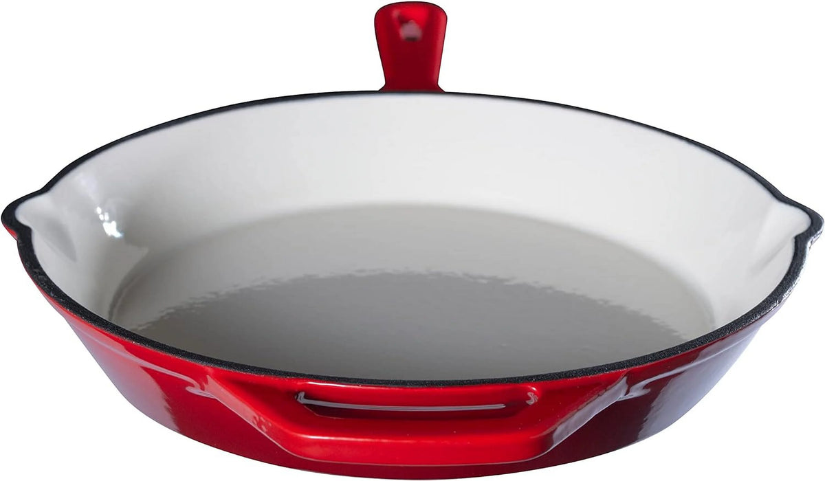 Red Enameled Cast Iron 10" Skillet D512