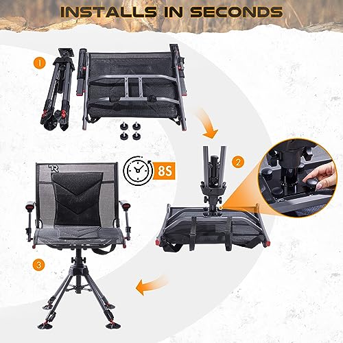 360 Degree Swivel Hunting Chair, 400 lbs Capacity, 4 Legs Height Adjustable, Padded Seat X35141