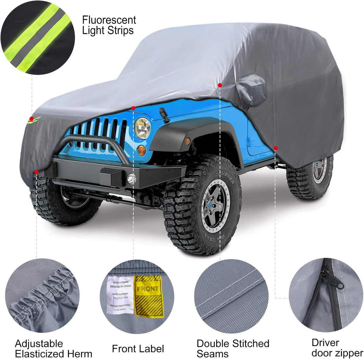 Waterproof 2 Door Car Cover with Windproof Straps B480983