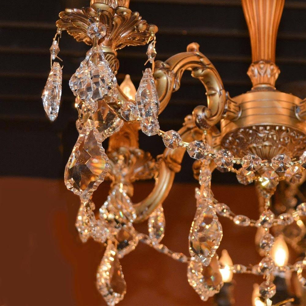 French Gold Finish Clear Crystal Semi Flush Mount M904639