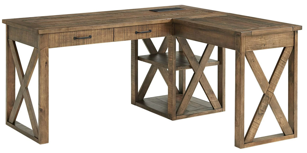 Rustic 60" L Desk with Fingerprint Lock G5150