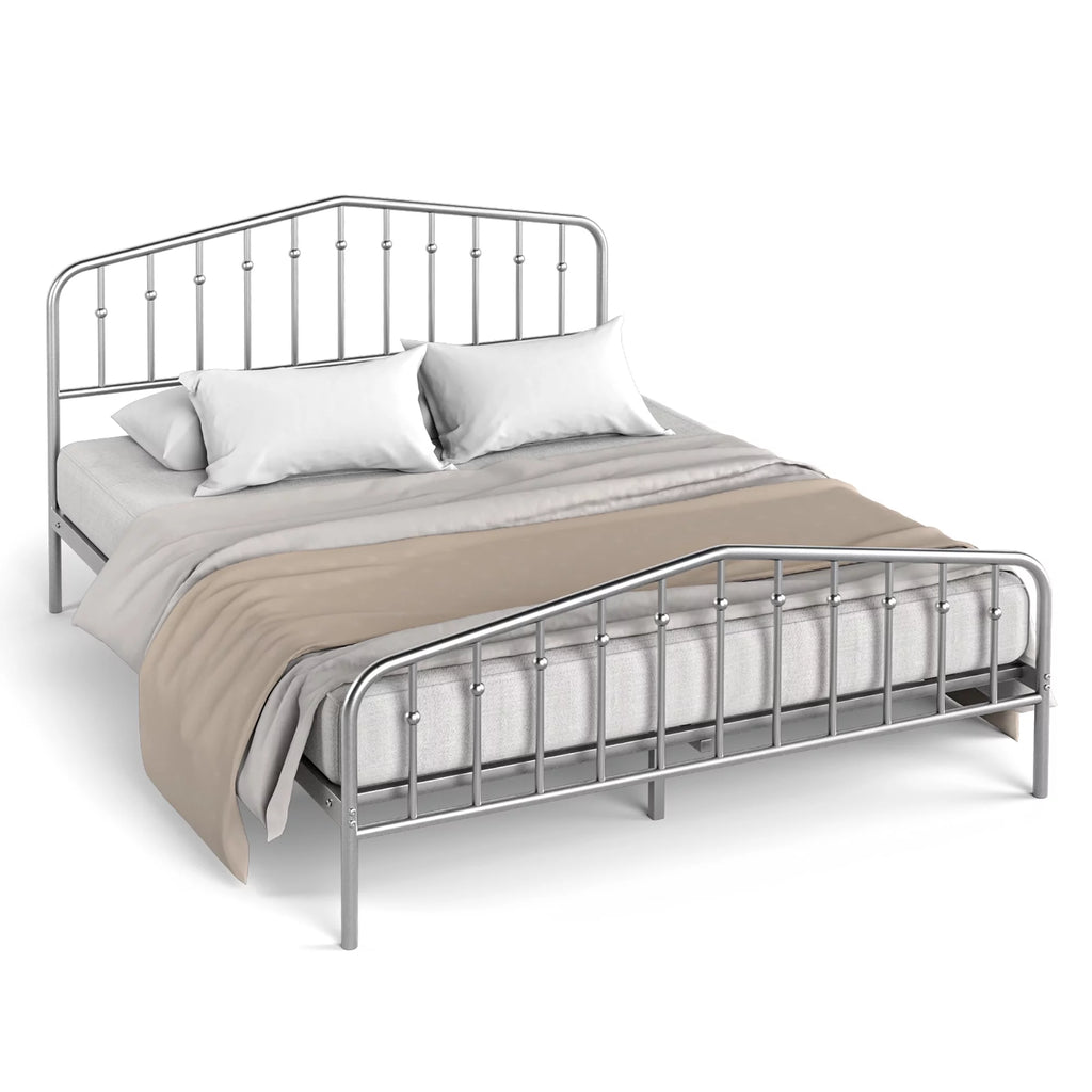 Queen Size Metal Bed Frame with Headboard and Footboard R7245