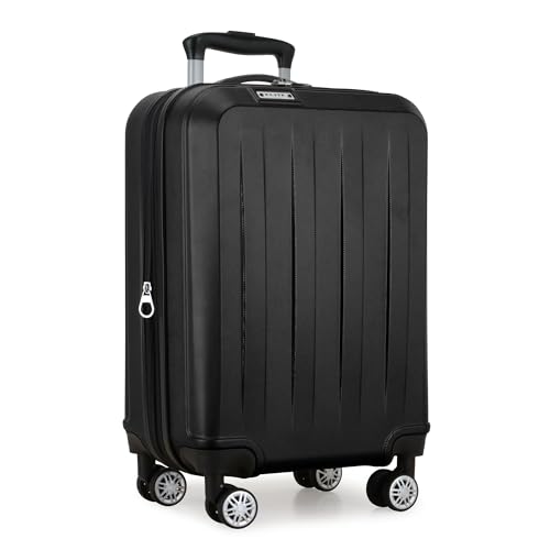 Expandable Hardside Spinner Luggage, Black, 21" Carry-on J909