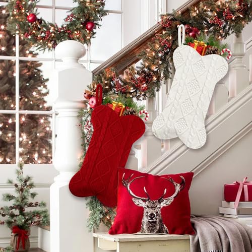 2 Pack 18 Inch Knitted Dog Christmas Stocking T976