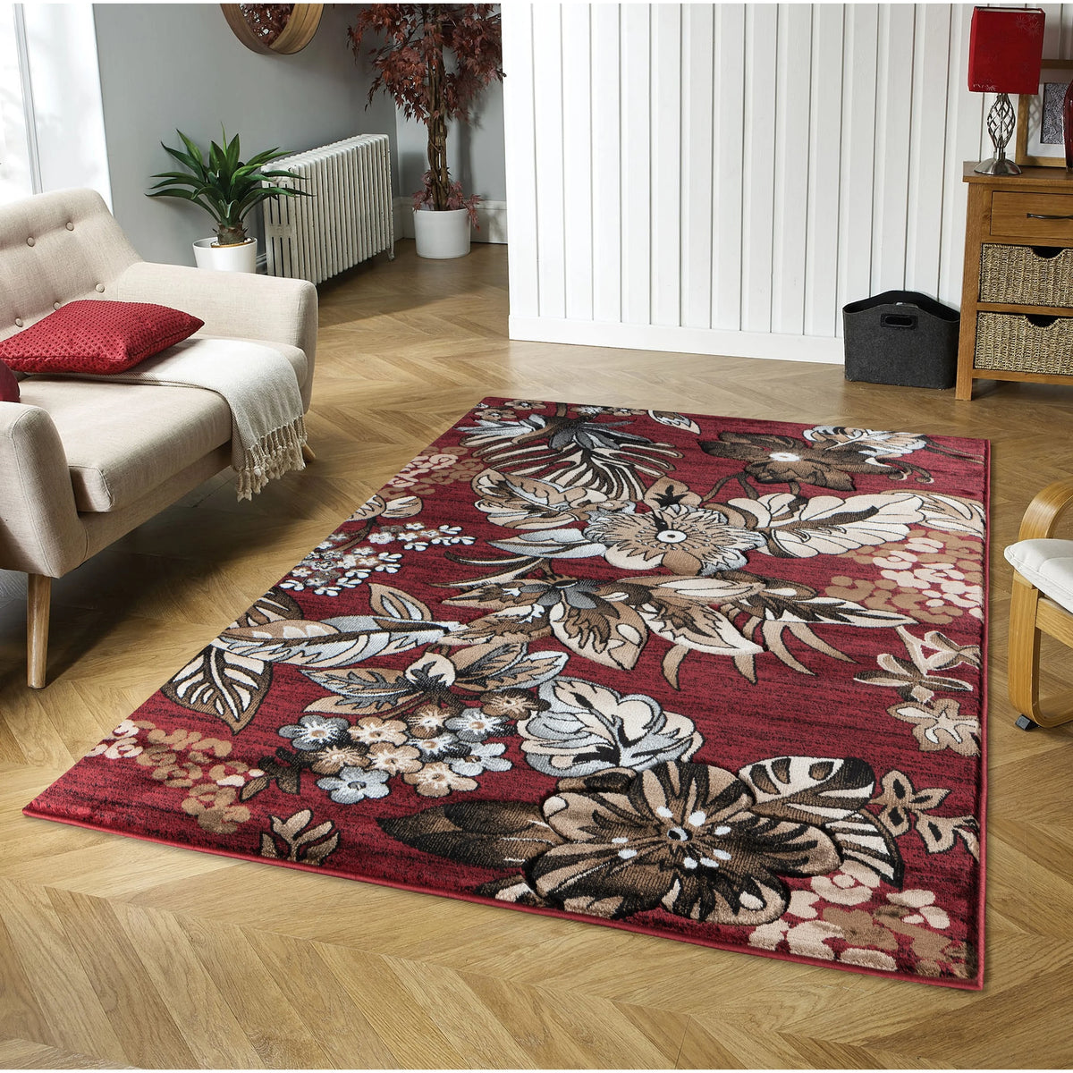 Red Brown Indoor Rectangle Area Rug 9' x 12' P827073