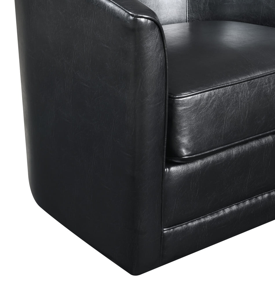 Black Faux Leather Swivel Accent Chair X664098