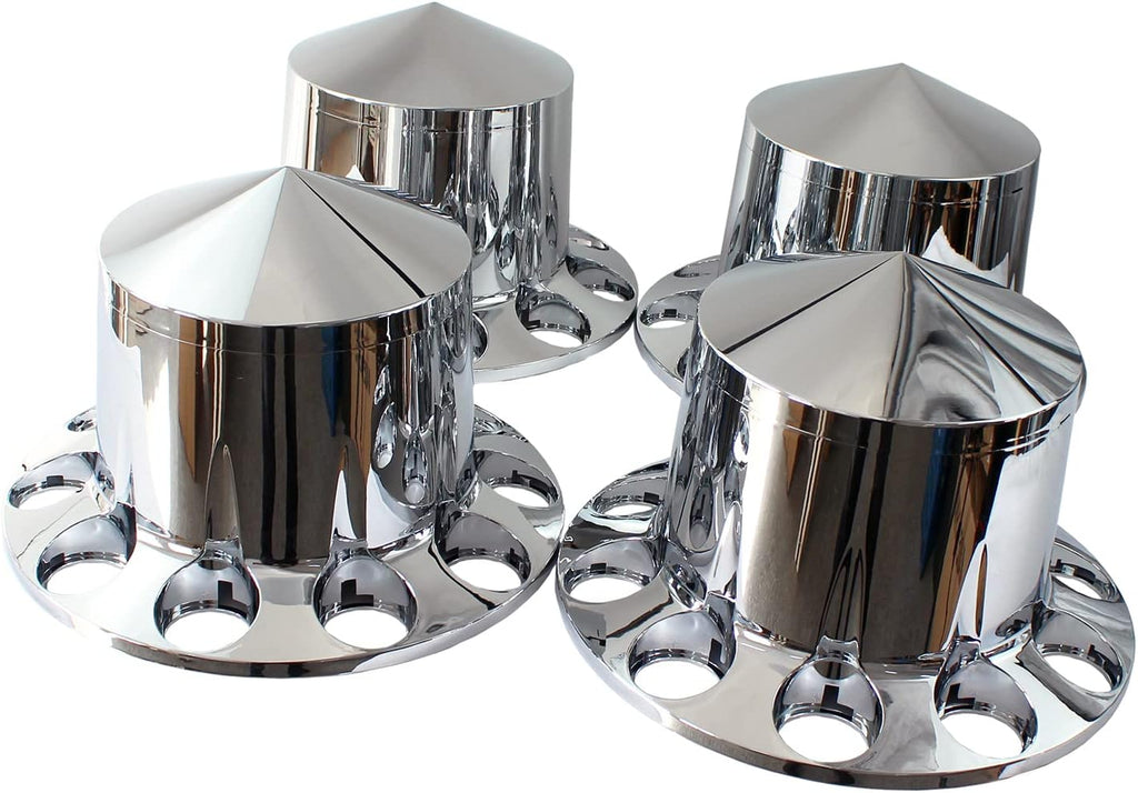 Chrome ABS 33 mm Thread-On Spiked Axle Cover Combo Kit with Removable Hub Caps and Lug Nut Covers Z789