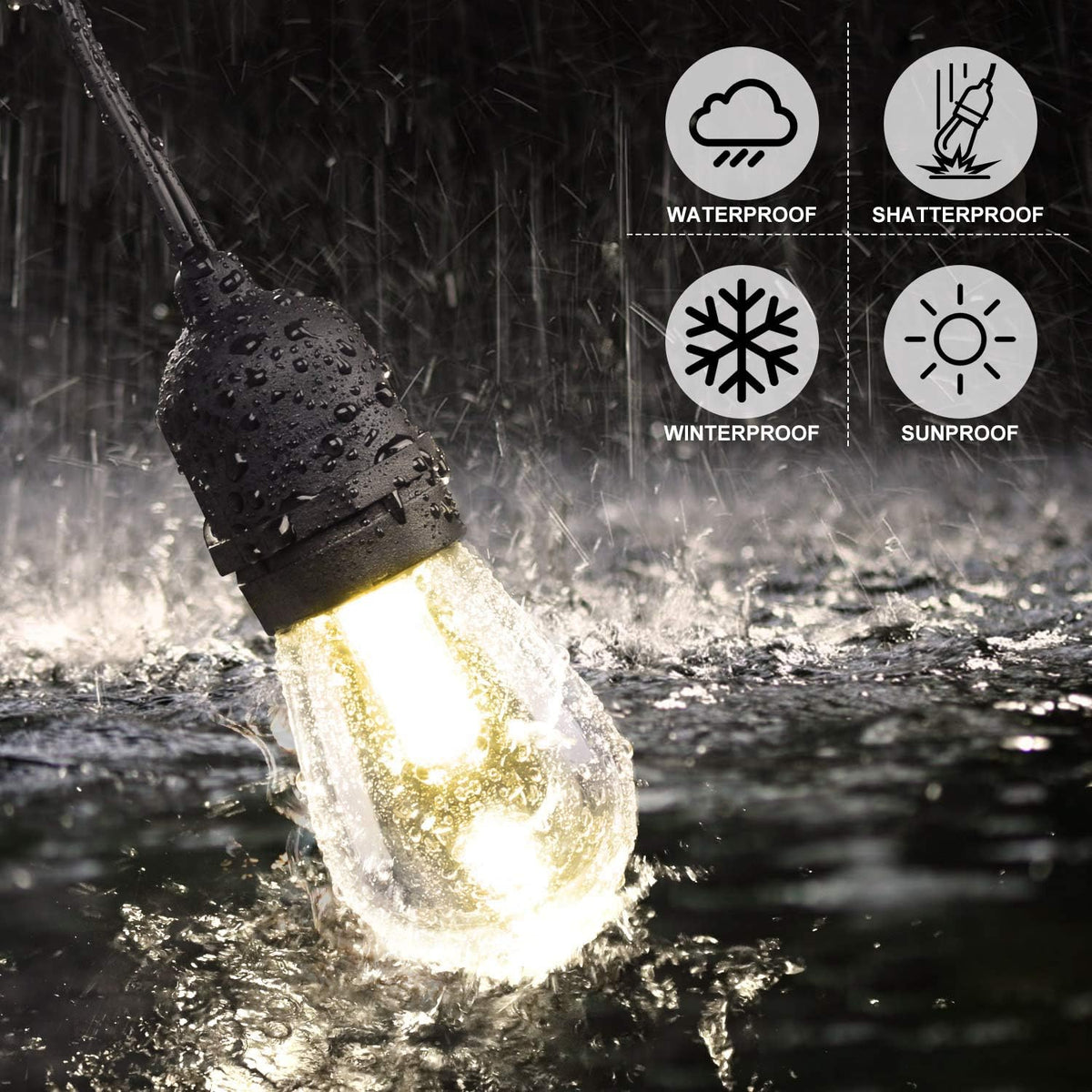 48FT Waterproof Dimmable LED String Lights with Remote Q113628