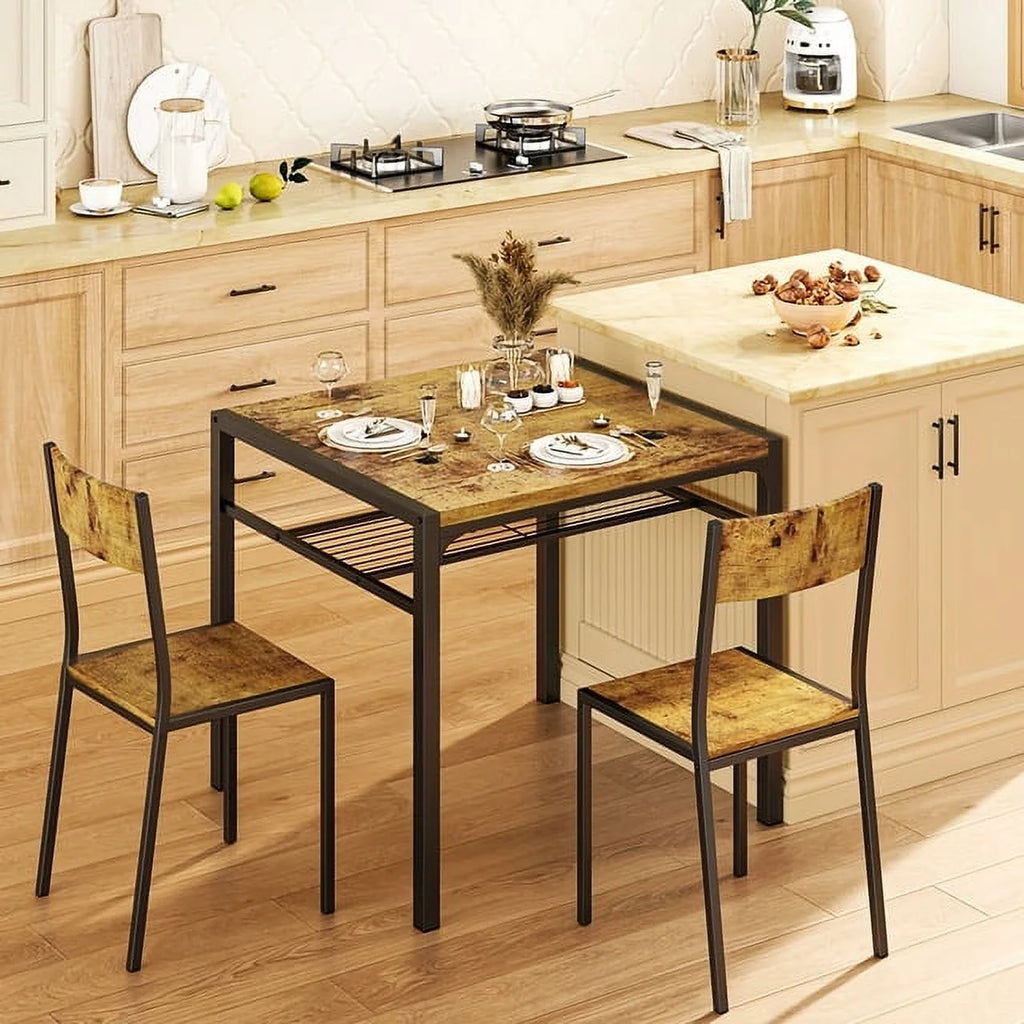 Modern Dining Room Table Set for 2 with Storage Shelf V84152