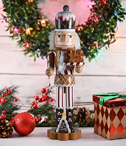 Wooden Nutcracker Candy Man with Candy Cane and Gingerbread Cookies F5850