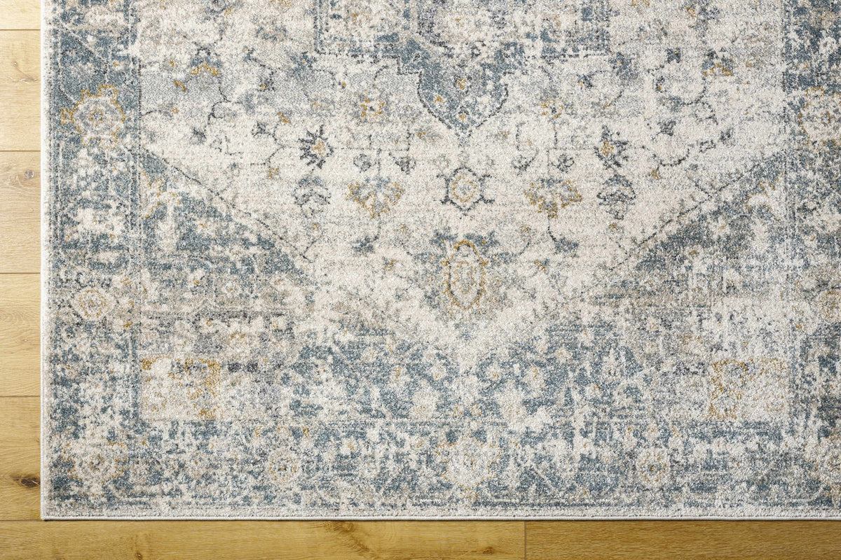 Cream Peach Medium Gray Area Rug 5'3" x 7' H140