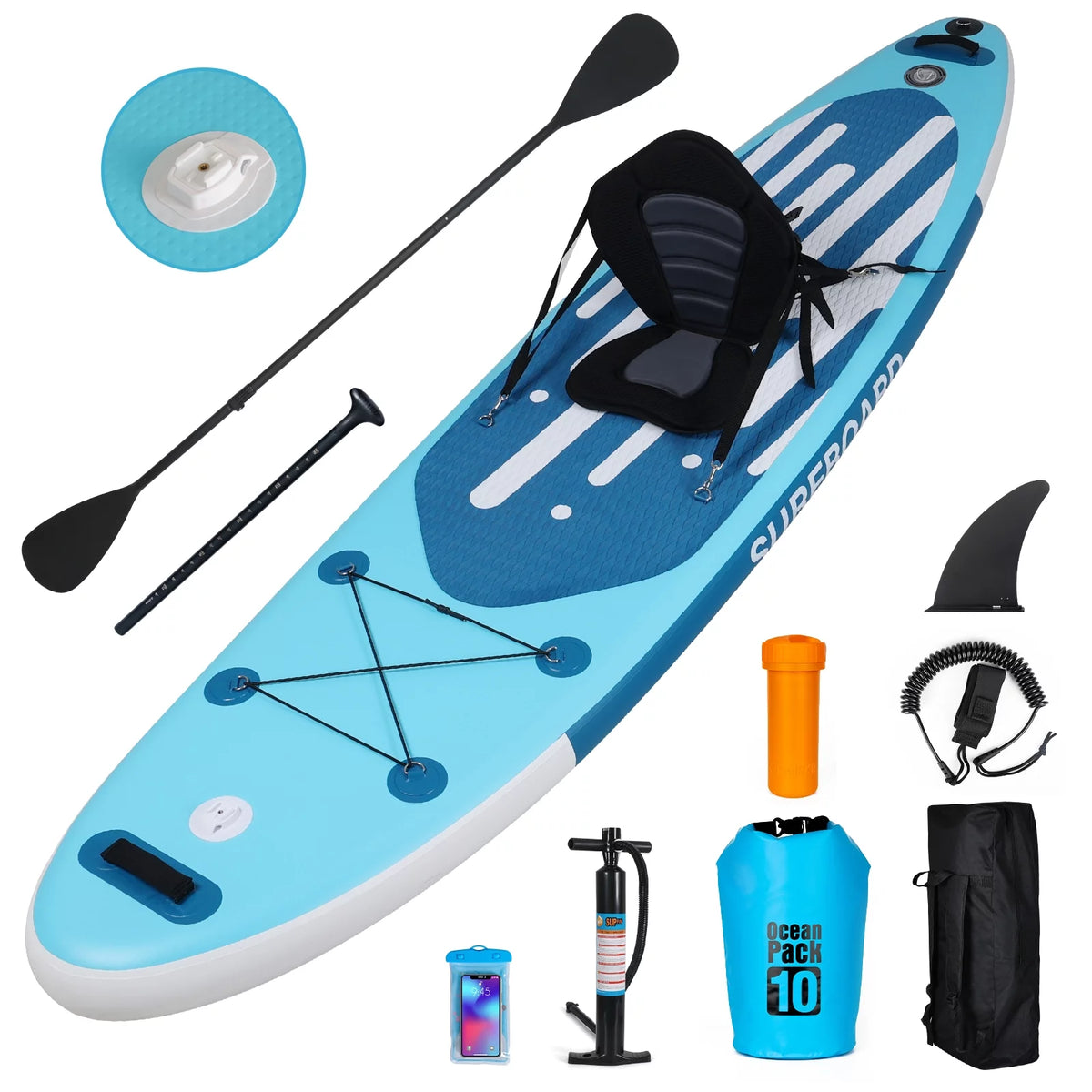 11 Ft Inflatable Stand Up Paddle Board and Sit-on Kayak Set K720