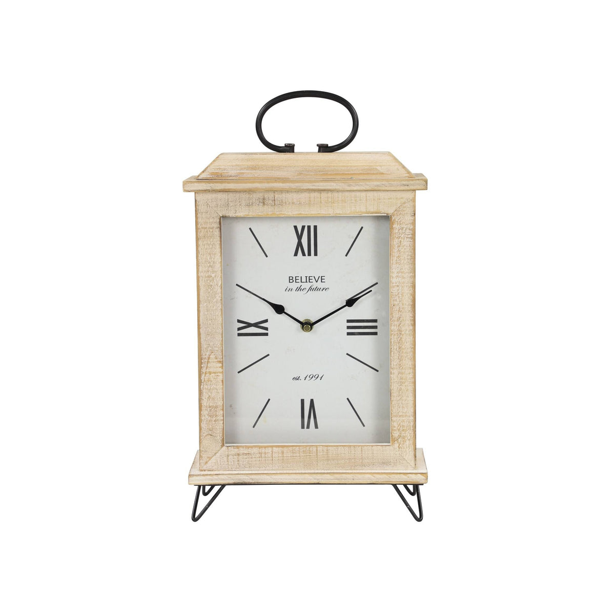 Rectangular Beige Wooden Table Clock C490