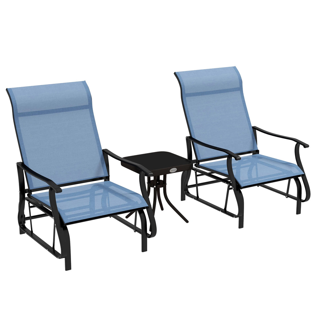 Light Blue 3-Piece Outdoor Gliders Set with Steel Frame N523896