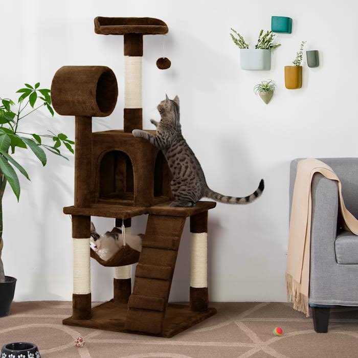 Plush Cat Tree Condo with Hammock Tunnel S292730