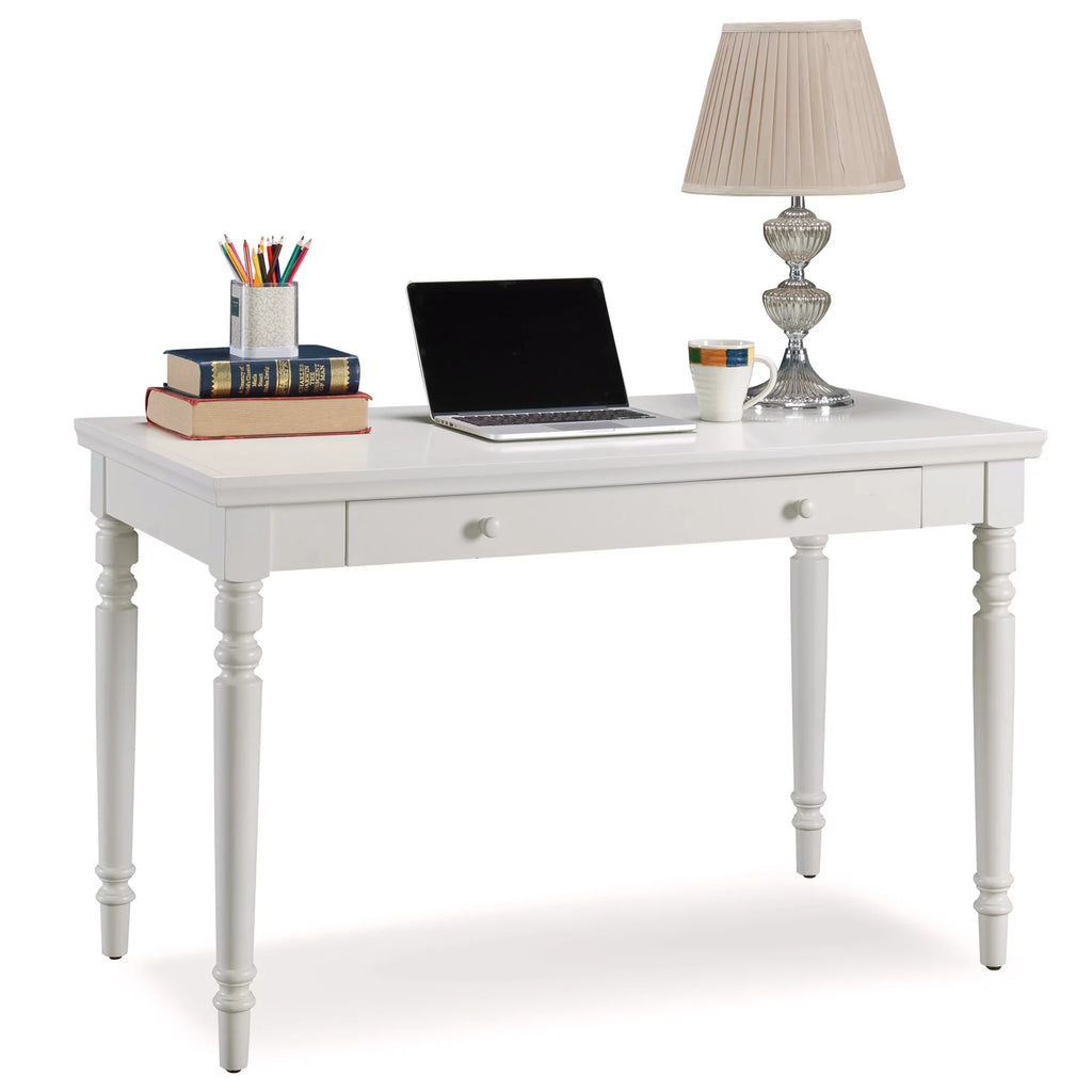 Cottage White Writing Desk with Center Keyboard Drawer Y416912