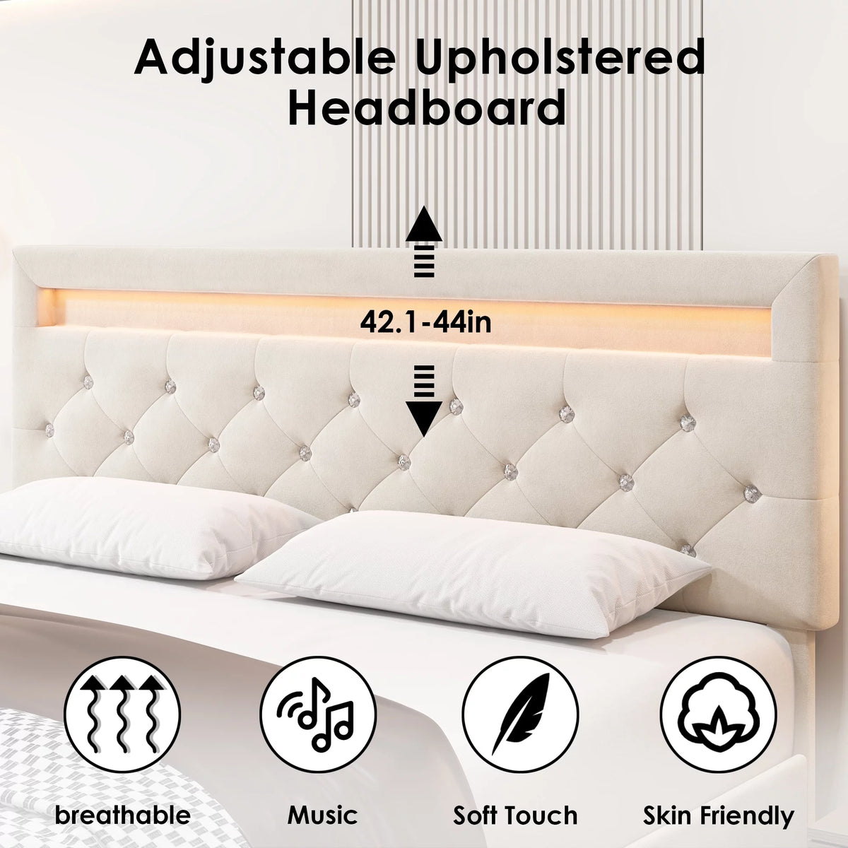 Full LED Bed Frame with 4 Storage Drawer F852