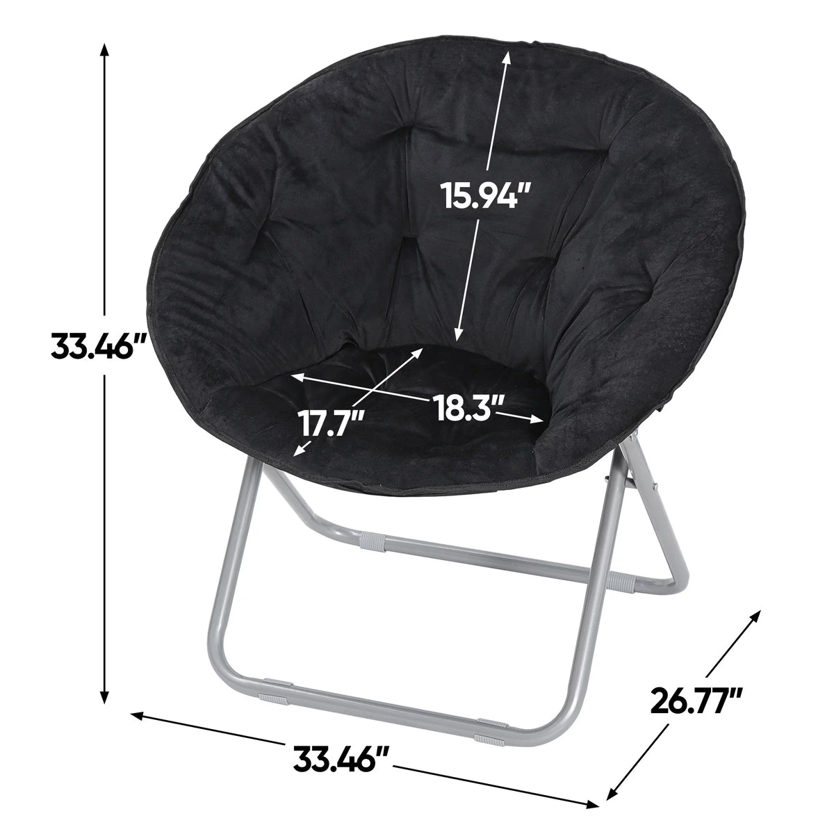 Foldable Faux Fur Saucer Chair Black K14646