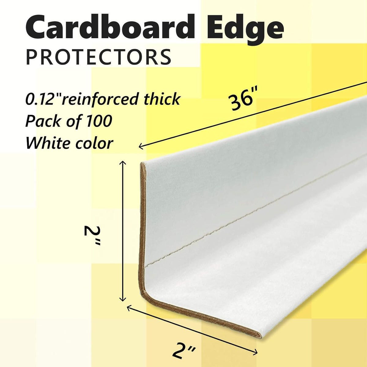 Cardboard Edge Protector 2” X 2” X 36”, Pack of 50 – White Kraft Corner Protectors for Shipping – Pallet Edge Protector J81037