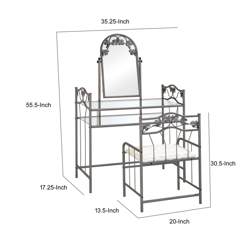 Metal Vanity Set with Glass Top S88258