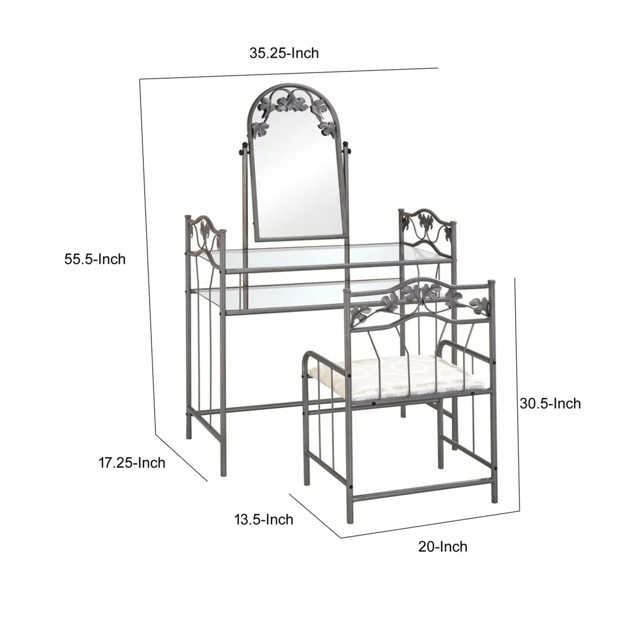Metal Vanity Set with Glass Top S88258