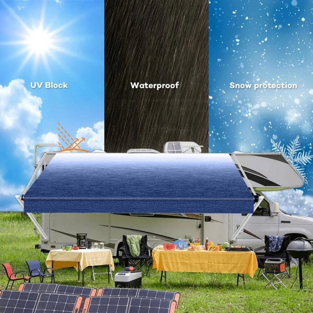 16' Blue Vinyl RV Awning Fabric Replacement D201