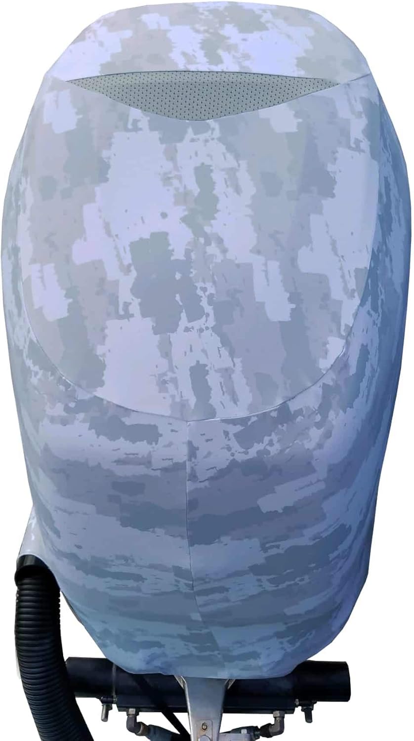 Grey Digital Camo Outboard Motor Cover X10770